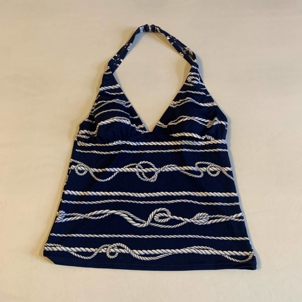 5/ $25  Tropical Escape Blue white rope Tankini Top S